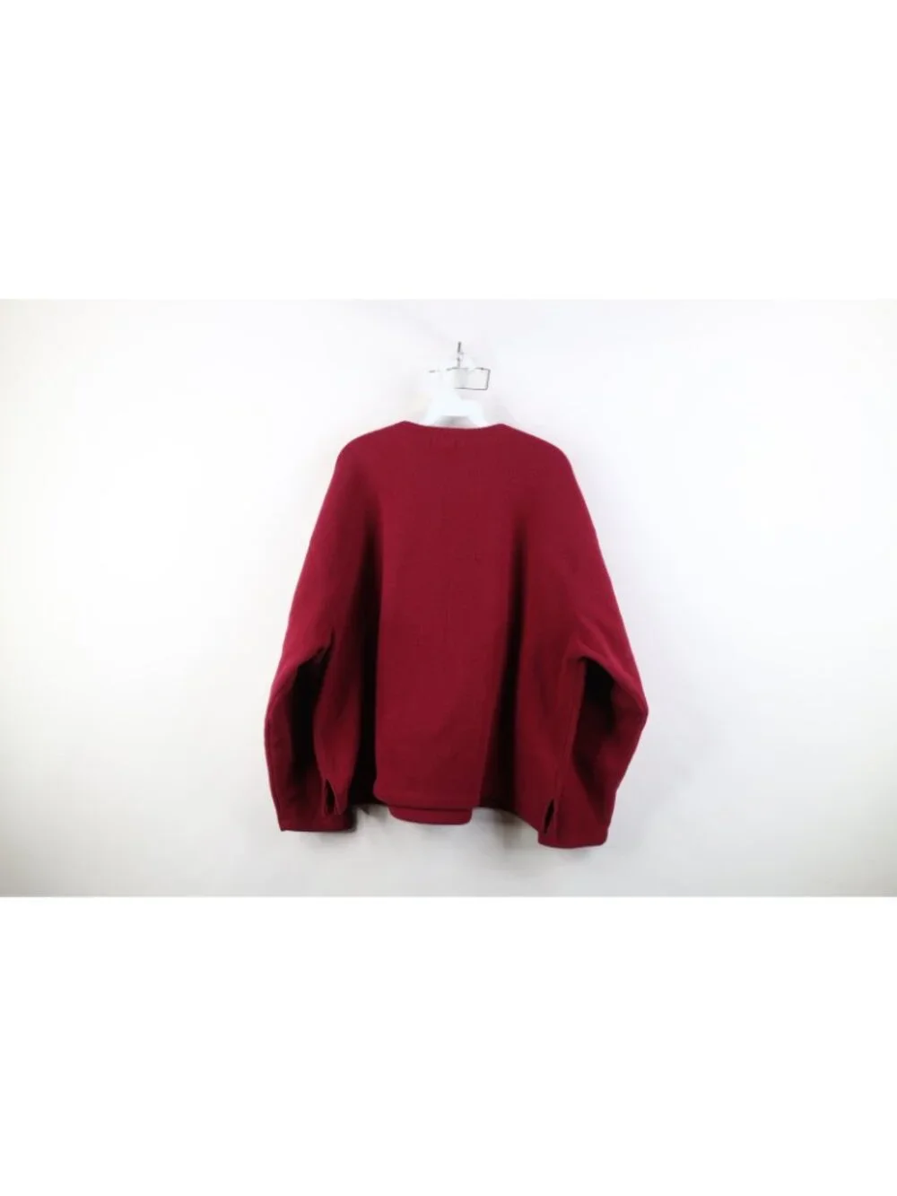 Vintage 90s J Crew Mens Size Large Faded Blank Boxy Fit Fleece Sweater Red USA